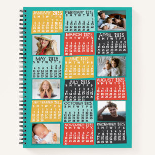 2025 Jaar Maandkalender Modern 12 Fotocollage Notitieboek