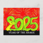 2025 jaar van het Snake briefkaart (Voorkant)