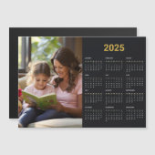 2025 Jaar Zwart & Goud Magnetische Fotokalender (Voorkant / Achterkant)