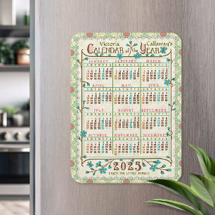 2025 Jaarkalender Victoriaanse Art Nouveau Op ma Magneet
