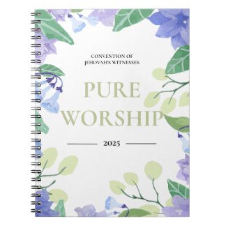 2025 JW conventie pure aanbidding blauw floraal on Notitieboek