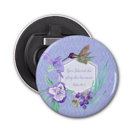 2025 JW year text Psalm 96:8 Button Flesopener (Voorkant)