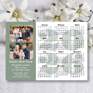 2025 Kalender 2 Foto Modern Sage Green Magnetic