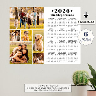 2025 Kalender 6 Fotocollage Gepersonaliseerd Poste Poster