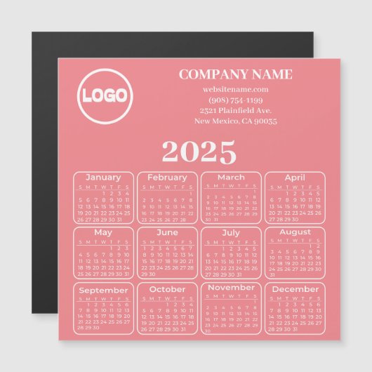 2025 Kalender Aangepaste Bedrijfsnaam & Logo-magne (Voorkant / Achterkant)