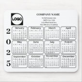 2025 Kalender Aangepaste Bedrijfsnaam & Logo Muismat (Voorkant)