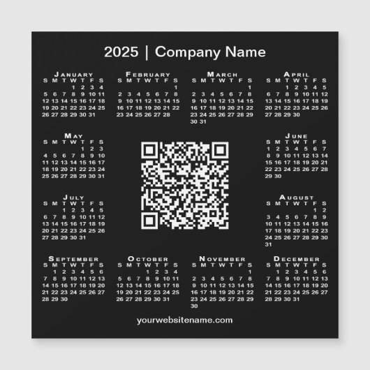 2025 Kalender Aangepaste Zakelijke QR-code Zwarte  (Voorkant)