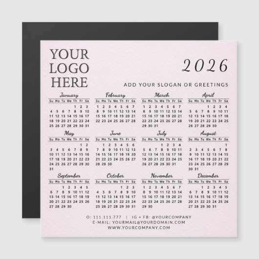 2025 Kalender Bedrijf Logo Business Blush Roze (Voorkant / Achterkant)