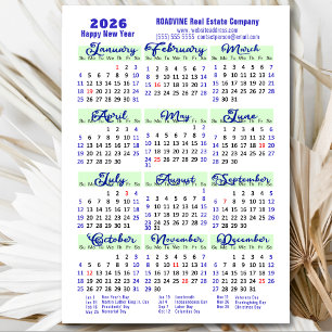 2025 Kalender Blauw Script Eenvoudig Zakelijk Magn