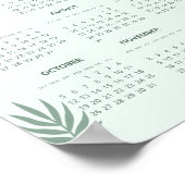 2025 Kalender Boho Bloem Aesthetisch Mint Groen Poster (Hoek)