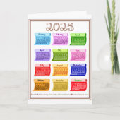 2025 Kalender Bolt Fabric Font 12 Kleurrijke Maand Kaart (Voorkant)