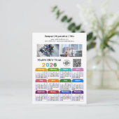 2025 Kalender Business 2 Foto Logo QR Code Kleur Feestdagenkaart (Staand voorkant)