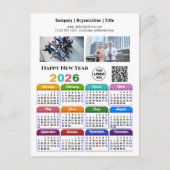 2025 Kalender Business 2 Foto Logo QR Code Kleur Feestdagenkaart (Voorkant)