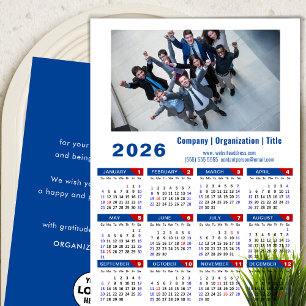 2025 Kalender Business Logo Minimalist Blauw Rood Feestdagenkaart