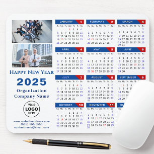 2025 Kalender Business Logo Modern Blauw Rood Eenv Muismat