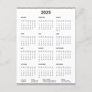 2025 Kalender Business Logo Modern Minimalist Briefkaart