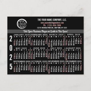 2025 Kalender Custom Business Logo Naam Zwart Easy Briefkaart