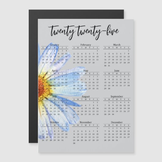 2025 Kalender Daisy Jaarscript (Voorkant / Achterkant)