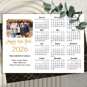 2025 Kalender Elegant Gouden Glitter Script Foto Feestdagenkaart