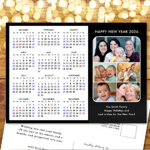2025 Kalender Familie Foto Modern Groen Minimalist Feestdagenkaart
