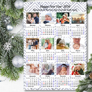 2025 Kalender Familie Foto Modern Zilver Glitter