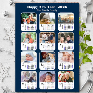 2025 Kalender Familie Fotocollage Modern Blauw