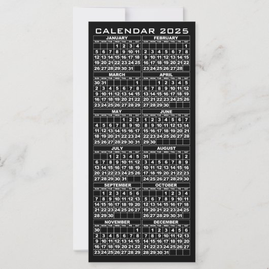 2025 Kalender Feestdagen Rack Kaart Black Tree (Voorkant)