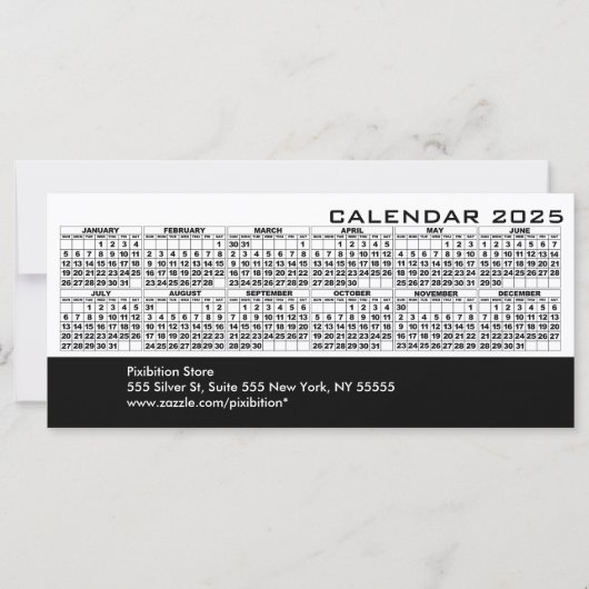 2025 Kalender Feestdagen Rack Kaart Wit (Voorkant)