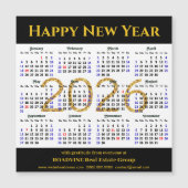 2025 Kalender Goud Zwart Zakelijk Eenvoudig Magnet (Voorkant)