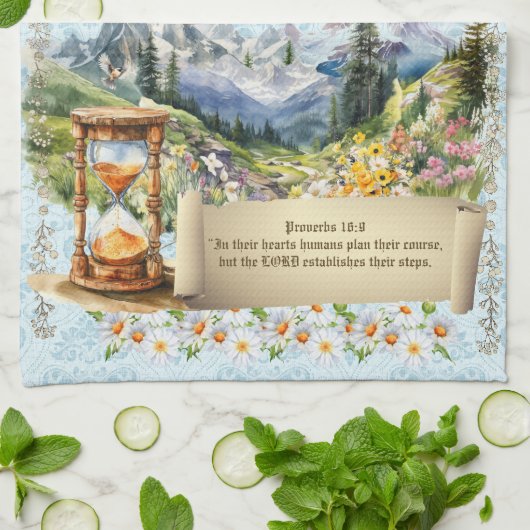 2025 Kalender Handdoek Alpen Bergen Spreuken (Gevouwen)