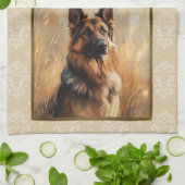 2025 Kalender Handdoek Duitse Herder Tan Damask (Gevouwen)