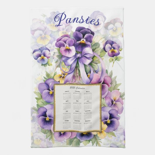 2025 Kalender Handdoek Pansies (Verticaal)