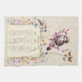2025 Kalender Handdoek Sparrow met Wildbloemen (Horizontaal)