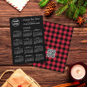 2025 Kalender Logo QR Code Rood Zwart Buffel Check Feestdagenkaart