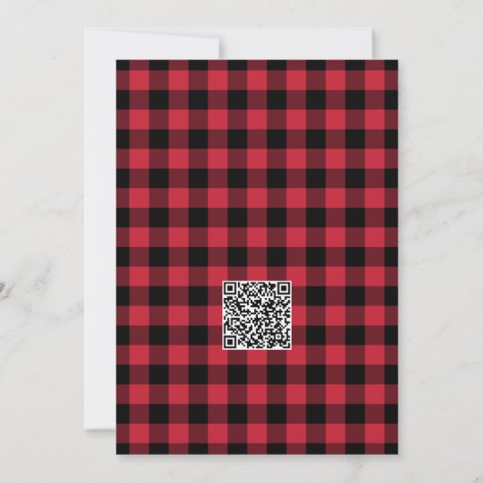 2025 Kalender Logo QR Code Rood Zwart Buffel Check Feestdagenkaart (Achterkant)