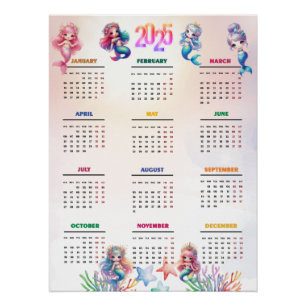 2025 Kalender Magische Zeemeermin Perfect Poster