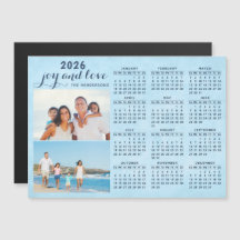 2025 kalender magneet twee foto's collage blauw