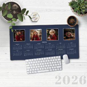 2025 Kalender Marine Blauw Moderne Fotocollage Bureaumat