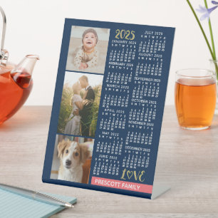 2025 Kalender Marine Koraal Goud Familie Fotocolla Reclamebord Met Voetstuk