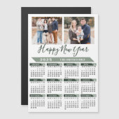 2025 Kalender Modern Saliegroen 2 Foto Magnetisch (Voorkant / Achterkant)