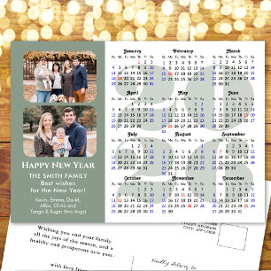 2025 Kalender Modern Zwart Familie Foto Minimalist Feestdagenkaart