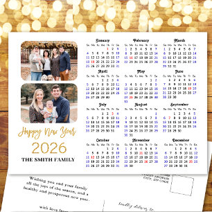 2025 Kalender Modern Zwart Goud Glitter 2 Foto Feestdagenkaart