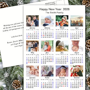 2025 Kalender Moderne Familie Fotocollage Eenvoudi Feestdagenkaart