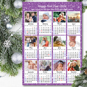 2025 Kalender Moderne Familiefoto Feestelijke Paar Feestdagenkaart