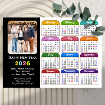 2025 Kalender Moderne Zwarte Foto Kleurrijk Magnet