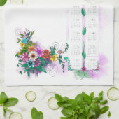 2025 Kalender, Mooie Bloemen Waterverf Ontwerp Theedoek (Gevouwen)