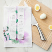 2025 Kalender, Mooie Bloemen Waterverf Ontwerp Theedoek (Quarter Fold)
