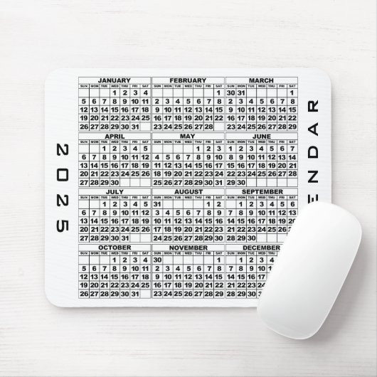 2025 Kalender Mousepad Wit Muismat (Met muis)