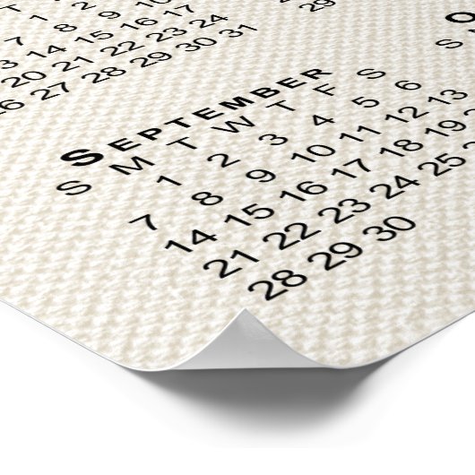 2025 Kalender op Faux Canvas Textuur Sjabloon Poster (Hoek)