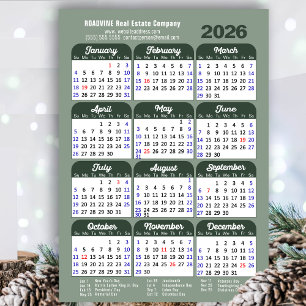 2025 Kalender Sage Groen Eenvoudig Zakelijk Magnet